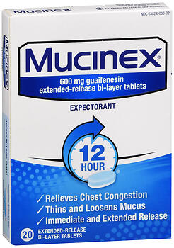 Mucinex Expectorant 12 Hour Extended-Release Bi-Layer Tablets