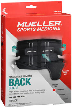 Mueller Sports Medicine Adjustable Lumbar Back Brace Maximum One Size