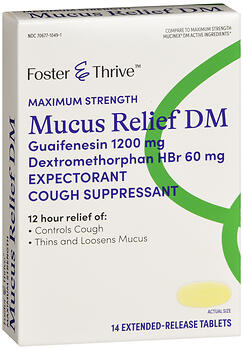 Foster & Thrive Maximum Strength Mucus Relief DM Guaifenesin 1200 mg Dextromethorphan HBr 60 mg Extended-Release Tablets