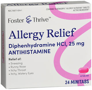 Foster & Thrive Allergy Relief Diphenhydramine HCl 25 mg Minitabs