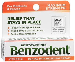 Benzodent Dental Pain Relieving Benzocaine 20% Cream Maximum Strength