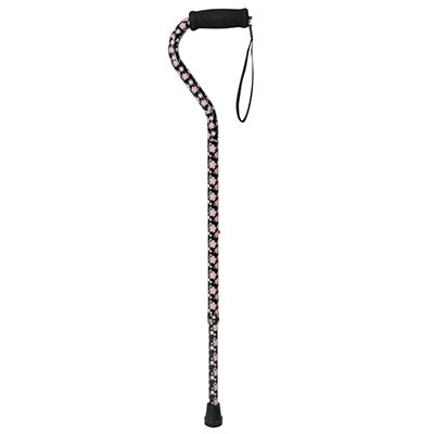 DRIVE Foam Grip Offset Handle Walking Cane, Pink Floral