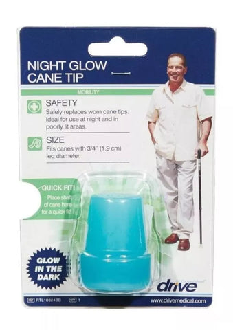 Drive Medical Night Glow Cane Tip Glow In Dark Safety Fits 3/4” Diameter