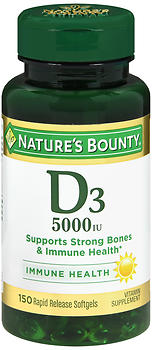 Nature's Bounty Vitamin D3 5000IU, 150 Soft Gels