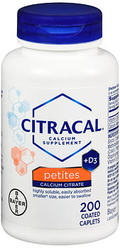 Citracal Petites +D3 Calcium Citrate Coated Caplets 200 CT