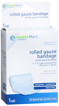 Health Mart Rolled Gauze Bandage 3 in x 2.5 yds 2.5 YD