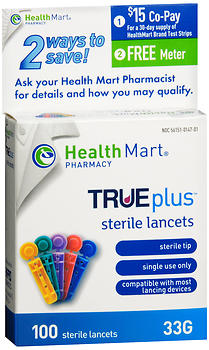 Health Mart True Plus 33G Sterile Lancets