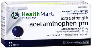 Health Mart Extra Strength Acetaminophen PM Geltabs 50 TB