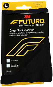 FUTURO Lifestyle Compression Dress Socks for Men Firm Black 71036 SIZE L
