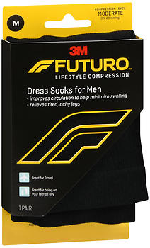 FUTURO Lifestyle Compression Dress Socks for Men Moderate Black SIZE M