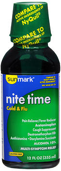 SUNMARK NITE TIME COLD & FLU LIQUID
