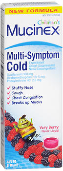 Mucinex Children's Multi-Symptom Cold Liquid Very Berry Flavor 4 OZ