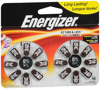Energizer EZ Turn & Lock + Power Seal Hearing Aid Batteries Size 312
