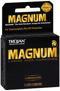 TROJAN Magnum Lubricated Large Size Latex Condoms 3 ea