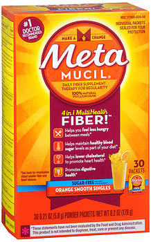 Meta Mucil 4 in 1 MultiHealth Fiber Supplement Powder Packets Sugar Free Orange Smooth