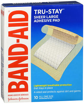 BAND-AID Tru-Stay Sheer Large Adhesive Pads 10 EA