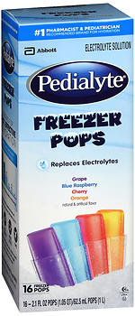 Pedialyte Electrolyte Solution Freezer Pops Assorted Flavors 16 ea