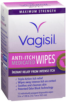 Vagisil Anti-Itch Medicated Wipes Maximum Strength 12 ea