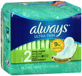 Always Ultra Thin Flexi-Wings Pads Size 2 Long Super 16 EA