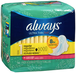 Always Ultra Thin Fresh Flexi-Wings Pads Regular Clean Scent 16 EA