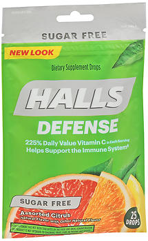 Halls Defense Vitamin C Drops Sugar Free Assorted Citrus