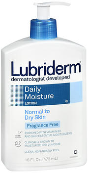 Lubriderm Daily Moisture Lotion Normal to Dry Skin Fragrance Free 16 OZ