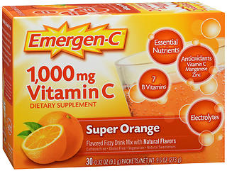 Emergen-C Vitamin C Dietary Supplement 1000 mg Fizzy Drink Mix Packets Super Orange 30CT