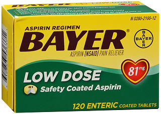 Bayer Low Dose Safety Coated Aspirin 81 mg Tablets 120 TB