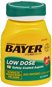 Bayer Low Dose Aspirin 81 mg Enteric Coated Tablets 300 TB