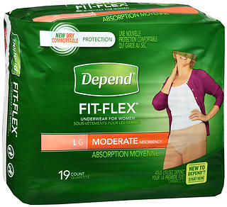 Depend Fit-Flex Underwear for Women Moderate Absorbency Size L