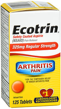 Ecotrin Safety Coated Aspirin 325 mg Regular Strength Tablets 125 TB