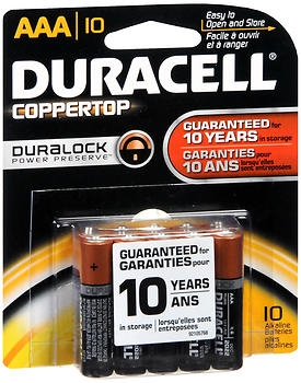 Duracell Coppertop Alkaline Batteries 1.5 Volt AAA  10EA