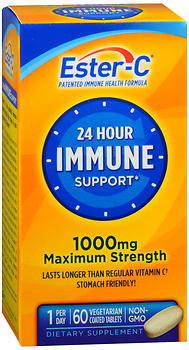 Ester-C 24 Hour Immune Support 1000 mg Maximum Strength Vegetarian Coated Tablets 60 TB