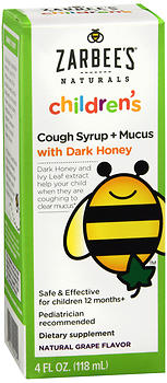 Zarbee's Children's Cough Syrup with Dark Honey Natural Grape Flavor 4 fl  oz (118 ml)