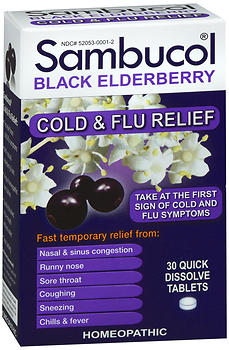 Sambucol Black Elderberry Cold & Flu Relief Quick Dissolve Tablets 30 TB