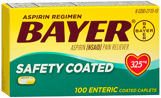 Bayer Safety Coated Aspirin 325 mg Caplets 100 CP