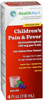 Health Mart Children's Pain & Fever Suspension Liquid Grape Flavor 4 OZ