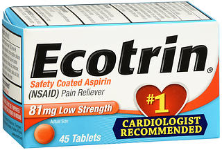 Ecotrin Safety Coated Aspirin 81 mg Low Strength Tablets 45 TB