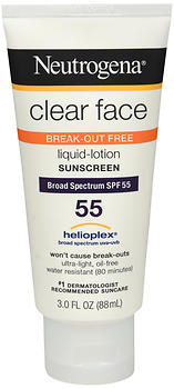 Neutrogena Clear Face Break-Out Free Liquid-Lotion Sunscreen SPF 55 3 OZ