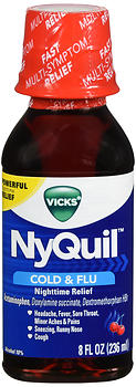 Vicks NyQuil Cold & Flu Nighttime Relief Liquid Cherry 8 OZ