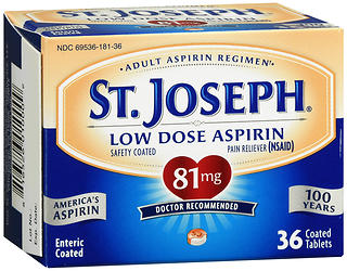 St. Joseph Low Dose Aspirin 81 mg Coated Tablets 36 TB