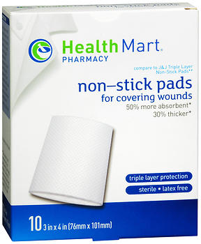 Health Mart Non-Stick Pads 3 in x 4 in 10 EA