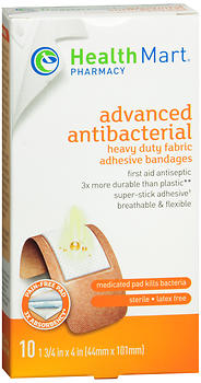Health Mart Strong Strips Extra Large Adhesive Bandages Advanced Antibacterial 1-3/4 in x 4 in 10 EA