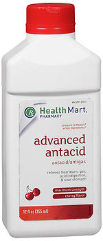 Health Mart Advanced Antacid/Antigas Maximum Strength Cherry Flavor 12 oz