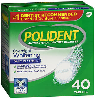 Polident Overnight Whitening Daily Cleanser Tablets 40 TB