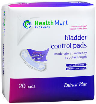 Health Mart Entrust Plus Bladder Control Pads Moderate Absorbency Regular Length 20 EA