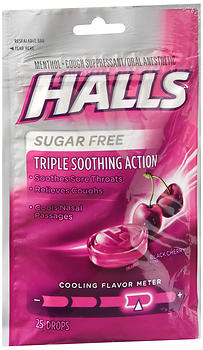 Halls Menthol Cough Suppressant/Oral Anesthetic Drops Sugar Free Black Cherry
