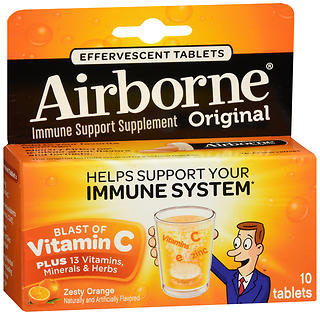 Airborne Original Immune Support Supplement Effervescent Tablets Zesty Orange 10ct