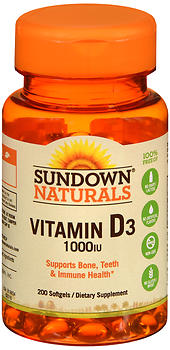 Sundown Naturals Vitamin D3 1000 IU Softgels 200 CP