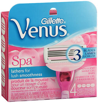 Gillette Venus Spa Cartridges with Shave Gel Bars 4 EA